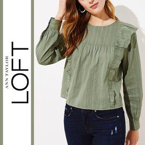 Loft | Ruffled Cotton Prairie Blouse Top